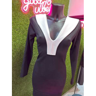 Vestito Con Scollo A V Chiusura Con Zip