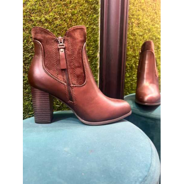 Stivaletto Donna Bi-Materiale  Con Tacco Comodo