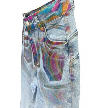 Jeans Disegnato Multicolore 