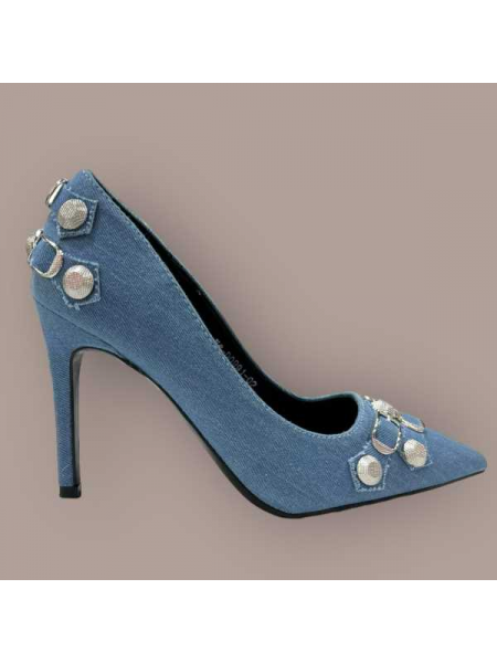 Décolleté In Denim Con Borchie