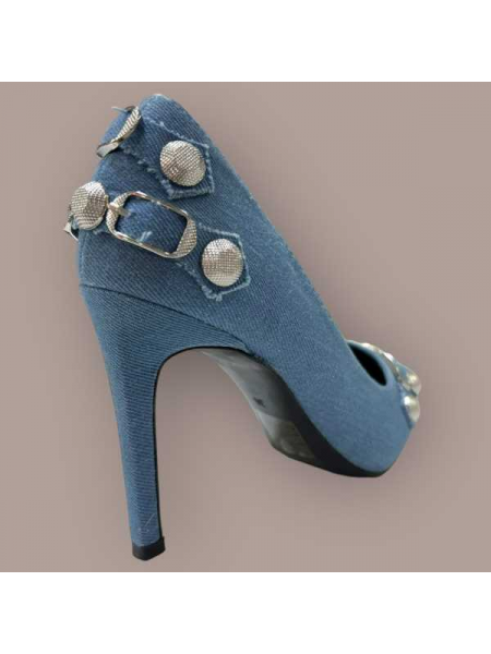 Décolleté In Denim Con Borchie