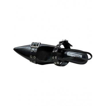 Slingback A Punta In Ecopelle Con Applicazione Di Due Maxi Fibbi