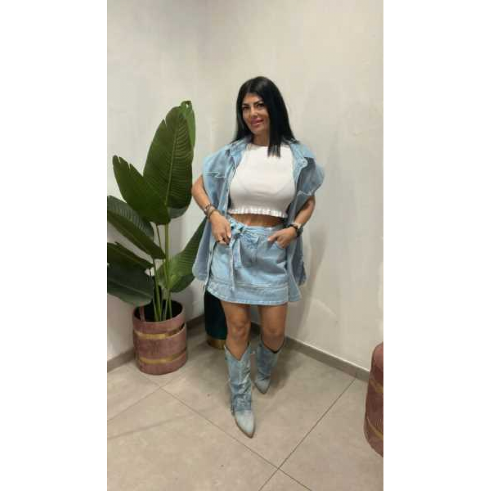 Gonna Denim Con Fiocco