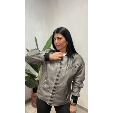 Chiodo Ecopelle Con Zip Sulla Manica