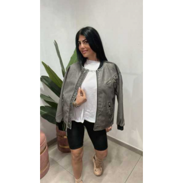 Chiodo Ecopelle Con Zip Sulla Manica
