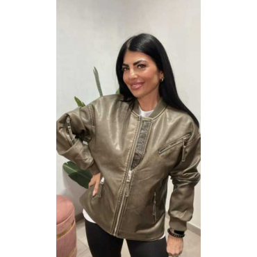 Chiodo Ecopelle Con Zip Sulla Manica