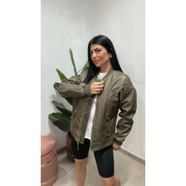 Chiodo Ecopelle Con Zip Sulla Manica