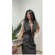 Vestito Lungo Con Scollatura A V Spalline Interne Drappeggio E S