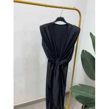 Vestito Lungo Con Scollatura A V Spalline Interne Drappeggio E S