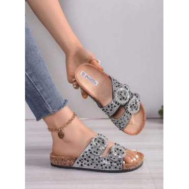 Sandali Bassi Feet Ciabatte Con Zeppa E Fibbie  Regolabili