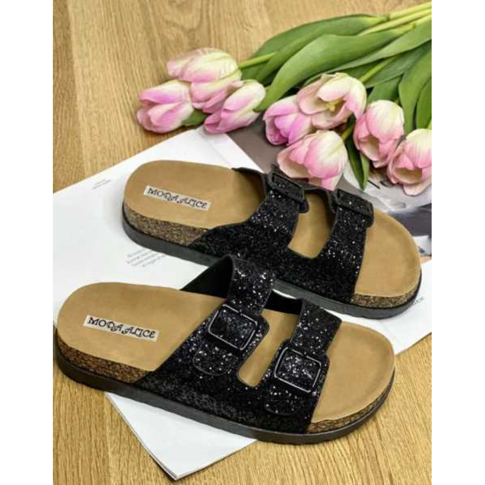 Ciabatta Donna Fibbia Glitter