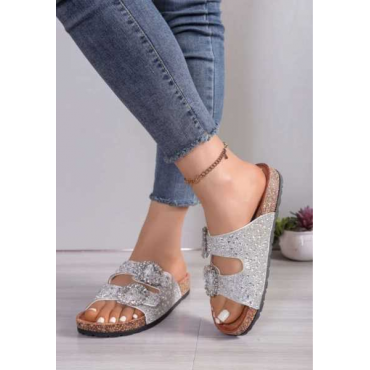 Sandali Bassi Feet Ciabatte Con Zeppa E Fibbie  Regolabili