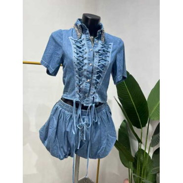 Coordianto Jeans Con Stringhe 