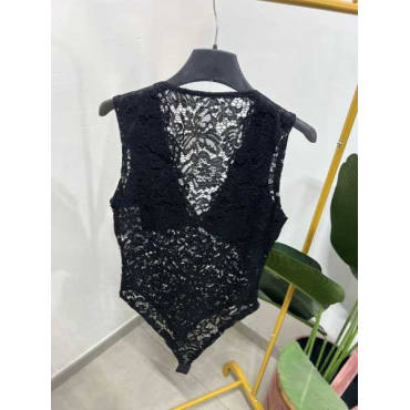 Body Merlettato Con Scollo V 