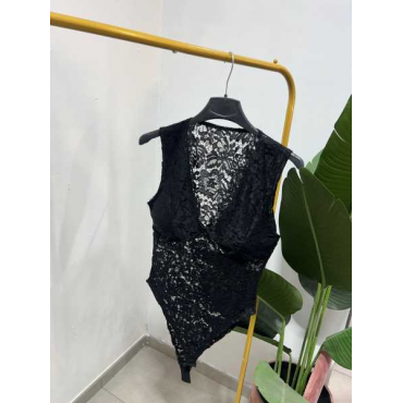 Body Merlettato Con Scollo V 