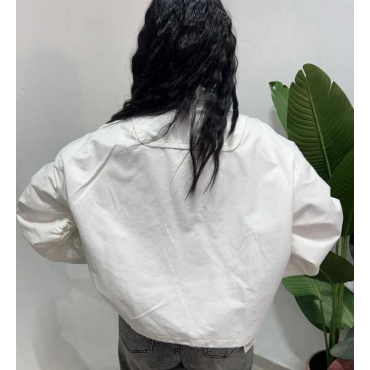 Giacca A Bomber Cropped Con Due Tasche Frontali