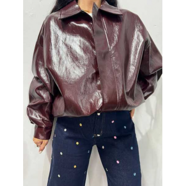Bomber Nero In Ecopelle Vernice