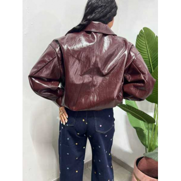 Bomber Nero In Ecopelle Vernice