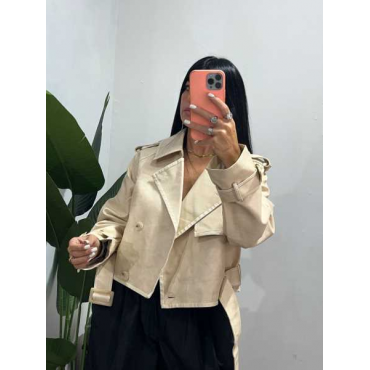 Giacca Con Cintura Pelle