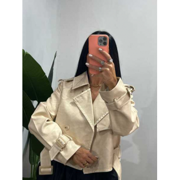 Giacca Con Cintura Pelle