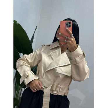 Giacca Con Cintura Pelle