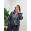 Giacca Con Cintura Pelle