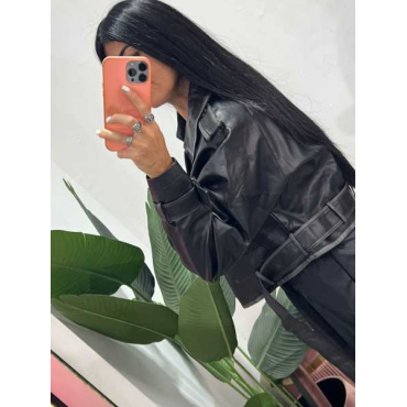 Giacca Con Cintura Pelle