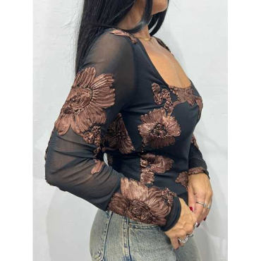 Body Con Fiore Rilievo