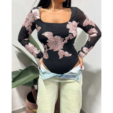 Body Con Fiore Rilievo