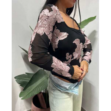 Body Con Fiore Rilievo