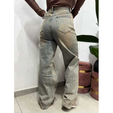 Jeans Denim Con Sfumatura Sabbiata 