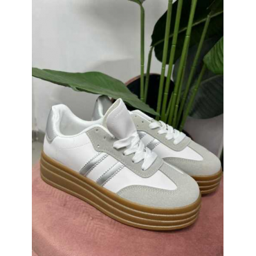 Sneackers Bianche Argento 