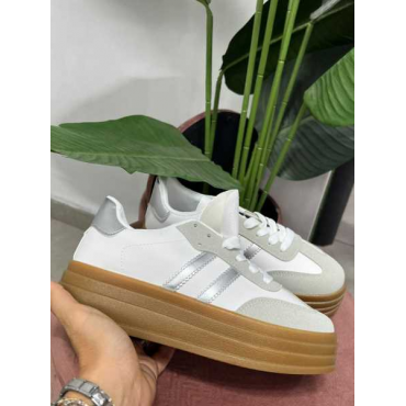 Sneackers Bianche Argento 
