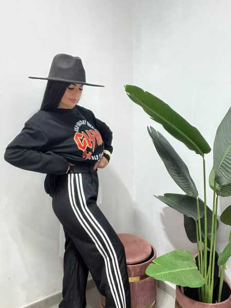 Pantalone Palazzo Sporty Chic Con Bottoni Regolabili