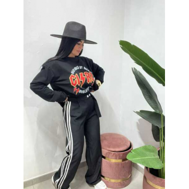 Pantalone Palazzo Sporty Chic Con Bottoni Regolabili