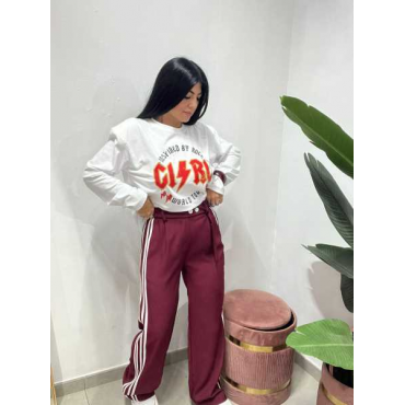 Pantalone Palazzo Sporty Chic Con Bottoni Regolabili