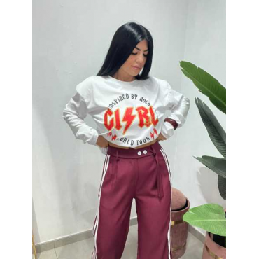 Pantalone Palazzo Sporty Chic Con Bottoni Regolabili