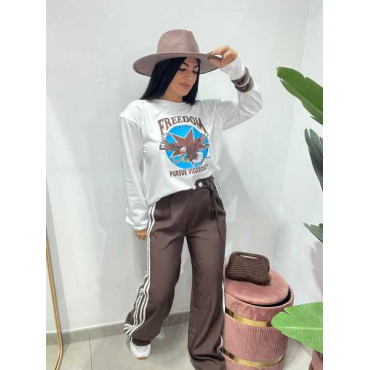 Pantalone Palazzo Sporty Chic Con Bottoni Regolabili