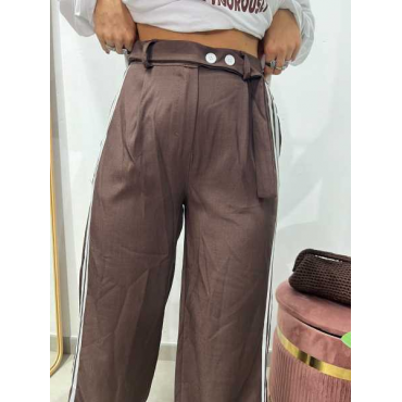 Pantalone Palazzo Sporty Chic Con Bottoni Regolabili