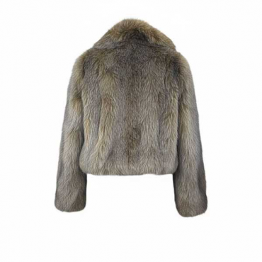 Giacca Corta In Pelliccia Con Pelo Lungo Sfumata Con Blu