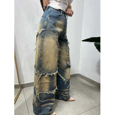 Jeans Ballon Con Zip E Sfumato