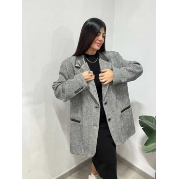 Blazer Over Size Lumina Collo  Pelle