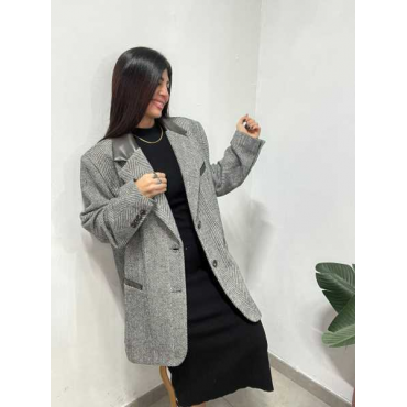 Blazer Over Size Lumina Collo  Pelle