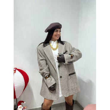 Blazer Over Size Lumina Collo  Pelle