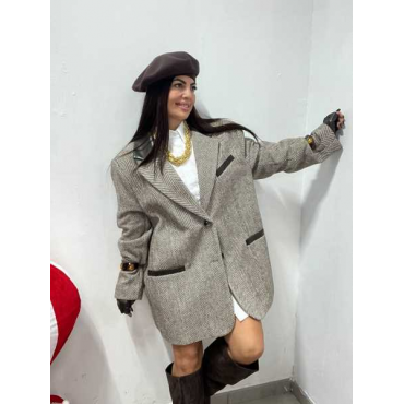 Blazer Over Size Lumina Collo  Pelle