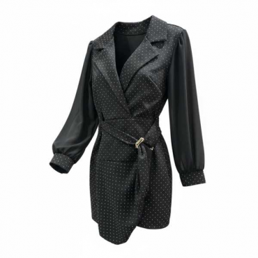 Abito A Portafoglio Glitter Con Maniche In Voile