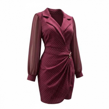 Abito A Portafoglio Glitter Con Maniche In Voile