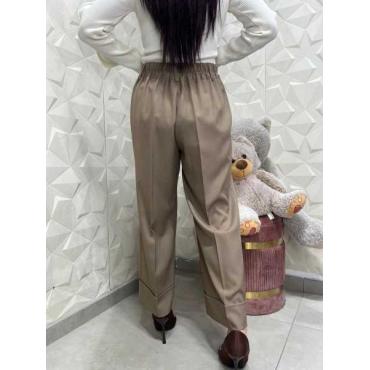 Pantalone Wide Leg Sartoriale Con Maxi Risvolto