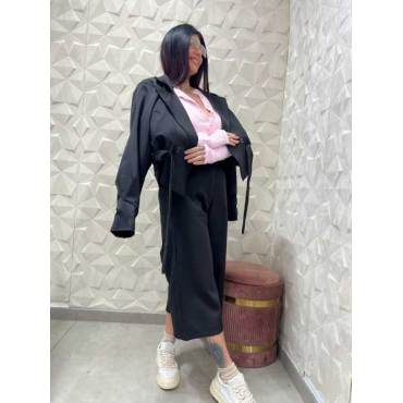 Coordinato Urban Suit: Giacca Crop Con Cintura E Pantaloni Wide-
