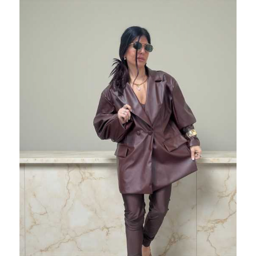 Blazer Oversize In Eco-Pelle